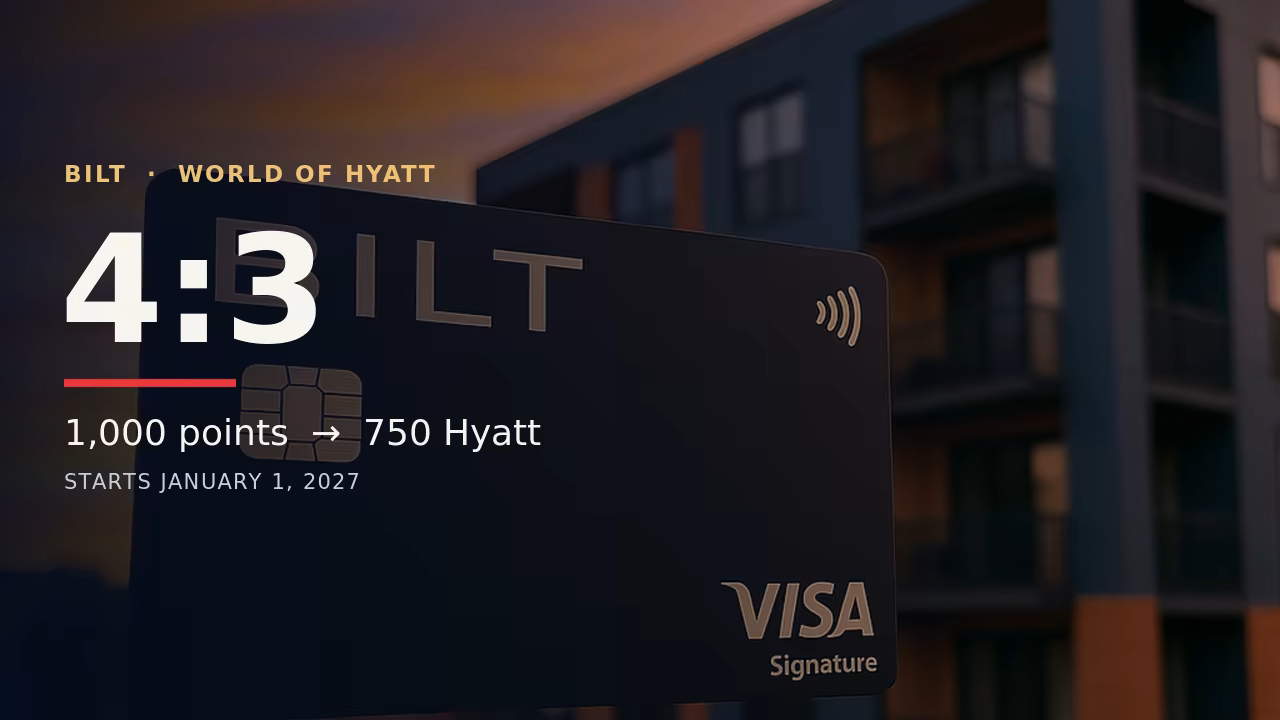 Bilt Cuts Hyatt Transfers to 4:3 on January 1, 2027: Move Your Points Before Year-End? (October 2026)