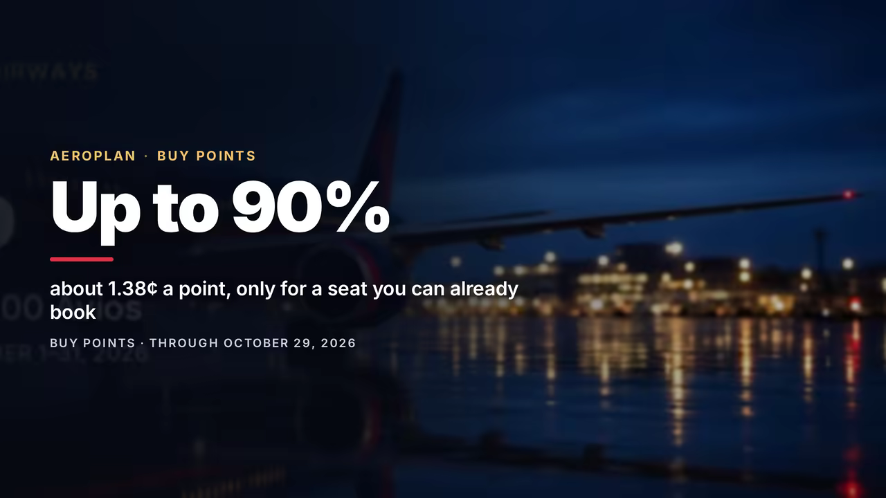 Air Canada Aeroplan Buy Points: Up to a 90% Bonus at 1.38¢, for a Seat You Can Already Book (October 2026)
