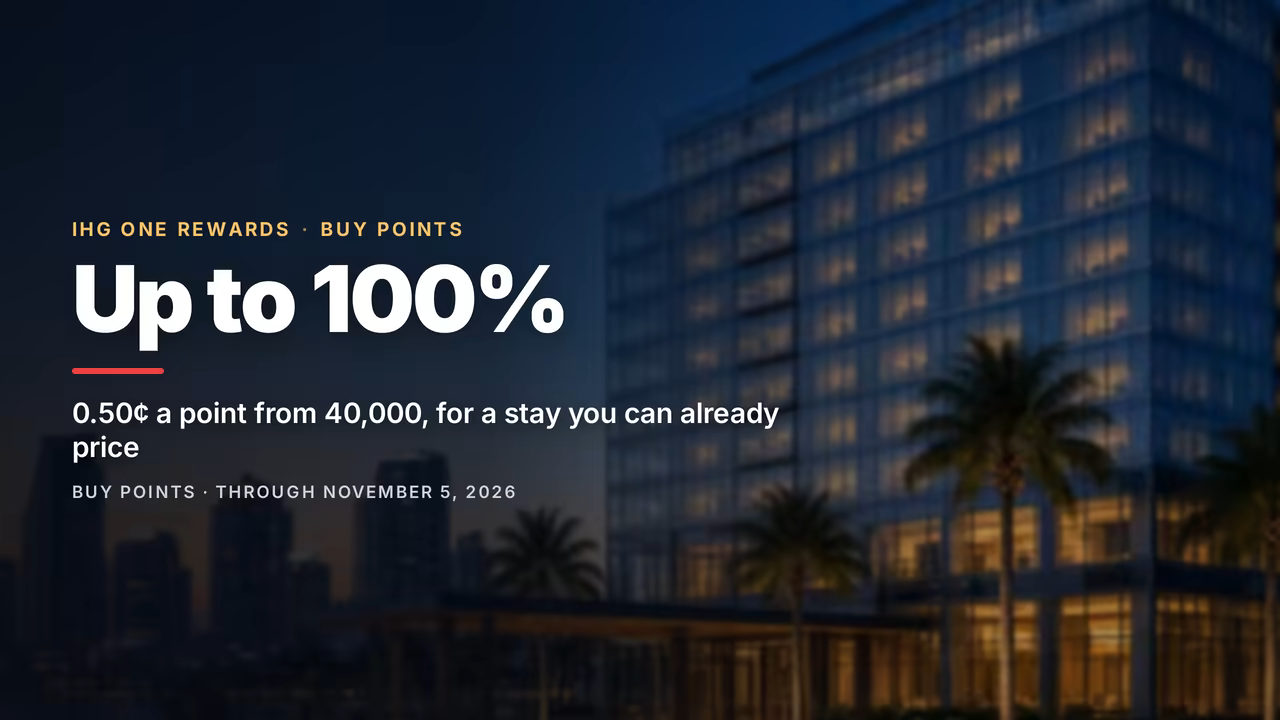 IHG One Rewards Buy Points: Up to 100% Bonus, for a Stay You Can Already Price (November 2026)