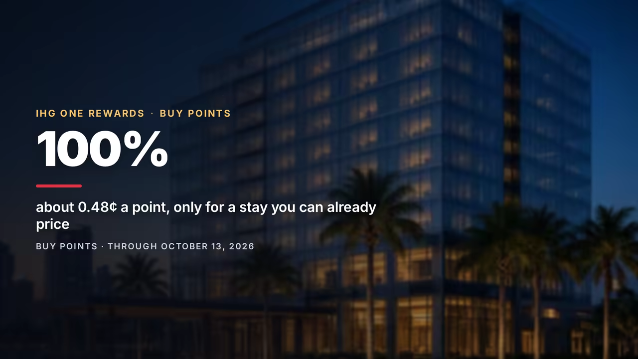 IHG One Rewards Buy Points: a 100% Flash Sale, for a Stay You Can Already Price (October 2026)