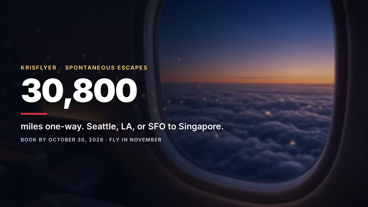KrisFlyer Spontaneous Escapes: LA, SFO and Seattle from 30,800 Miles